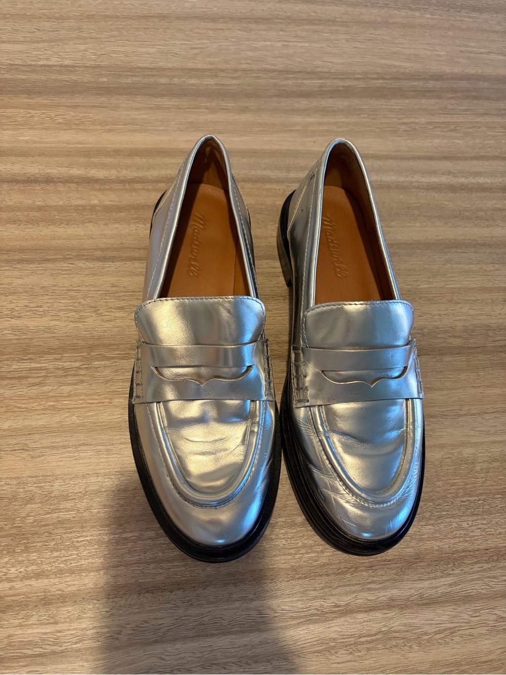 Madewell Metallic Silver Women  Penny Loafers